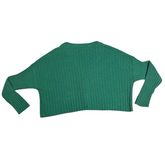 AMERICAN EAGLE Womens Sz XL Green Boxy Cropped Knit Ribbed Cardigan Sweater - Picture 8 of 16